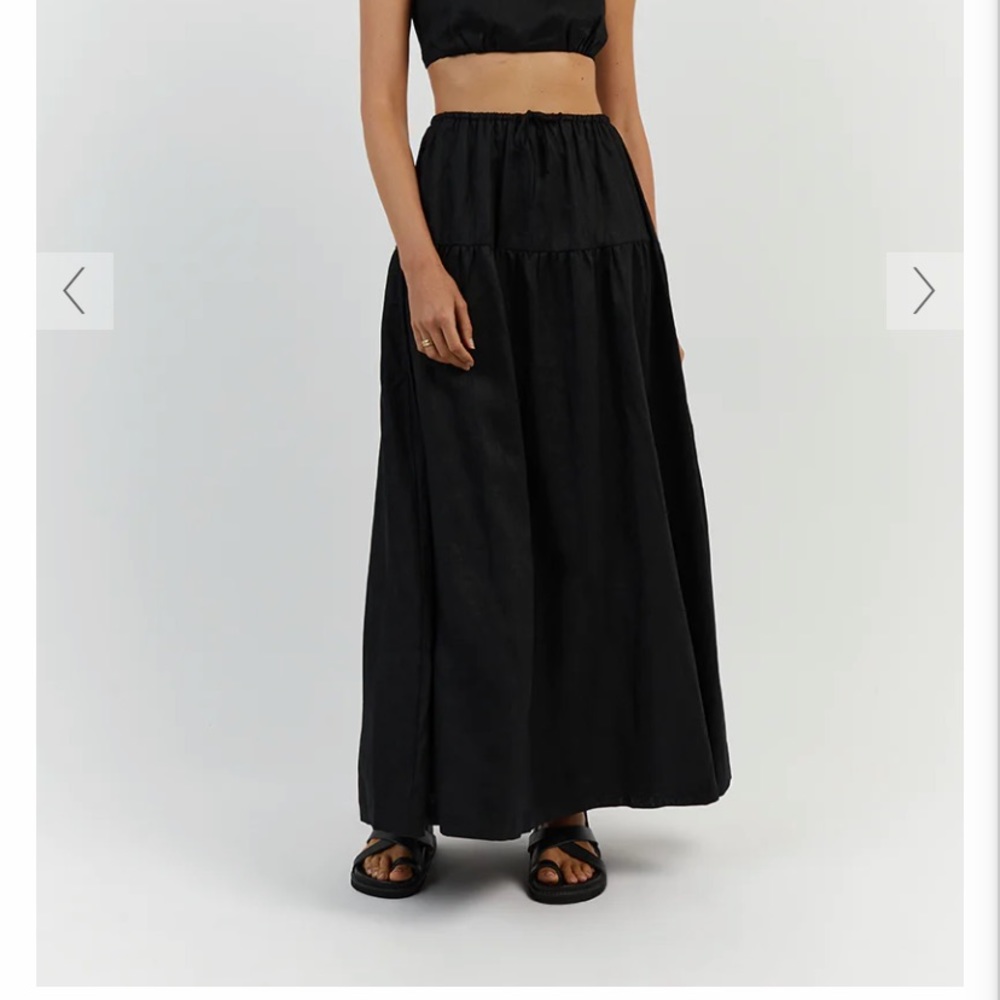 DISSH ABBY BLACK LINEN MAXI SKIRT